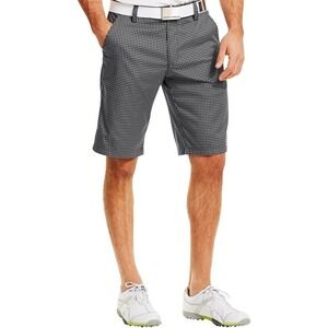 UNDER ARMOUR athletic SHORTS grey GOLF Gingham PLAID‎ Size 30 BLACK